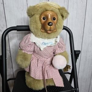 Vintage 1993 Robert Raikes “Emma” Bear Wood Face Collectible